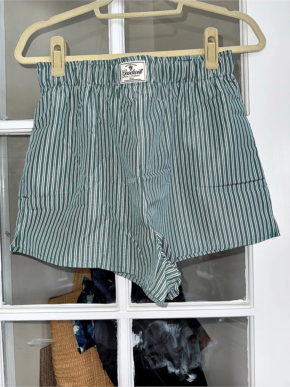 Striped Shorts in Green & White Women’s Medium